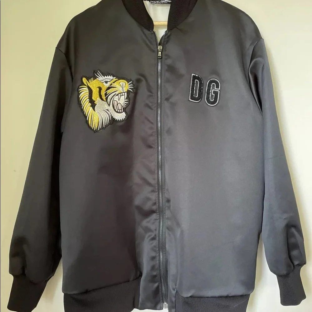 DOLCE & GABBANA Bomber Jacket Size 42 / 14 BNWT RRP $1,500 Tiger Black Lined - Picture 1 of 12